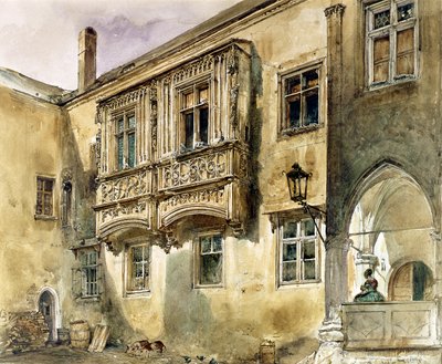 Gothic Balcony in the Courtyard of Klosterneuburg Abbey, c.1840 by Rudolf von Alt
